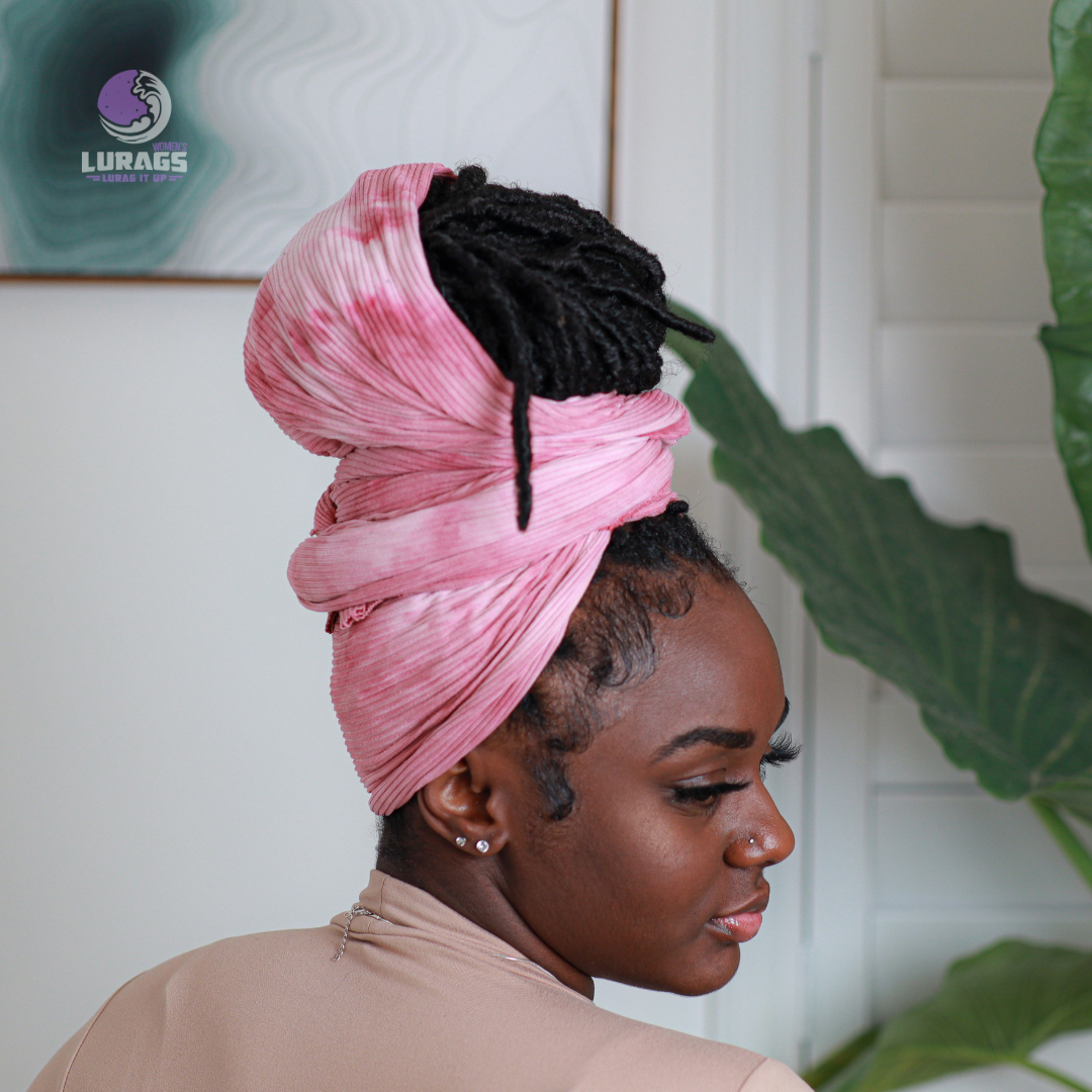 Womens ribbed pink Headwrap 