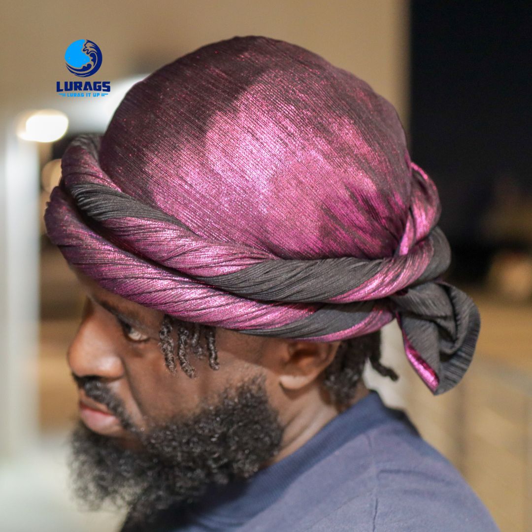 Maroon Foil Male Turban