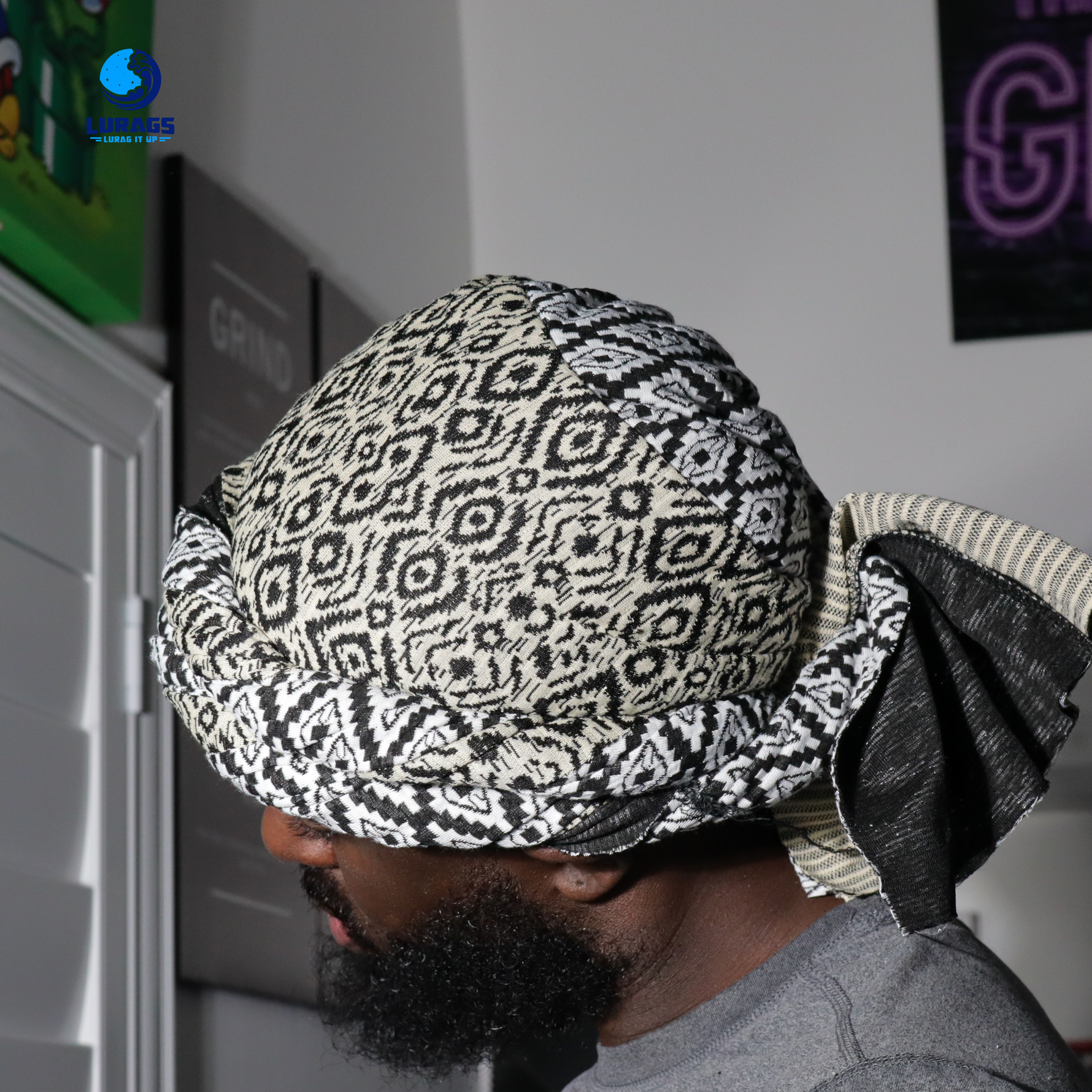 halo turban with tribal patterns 