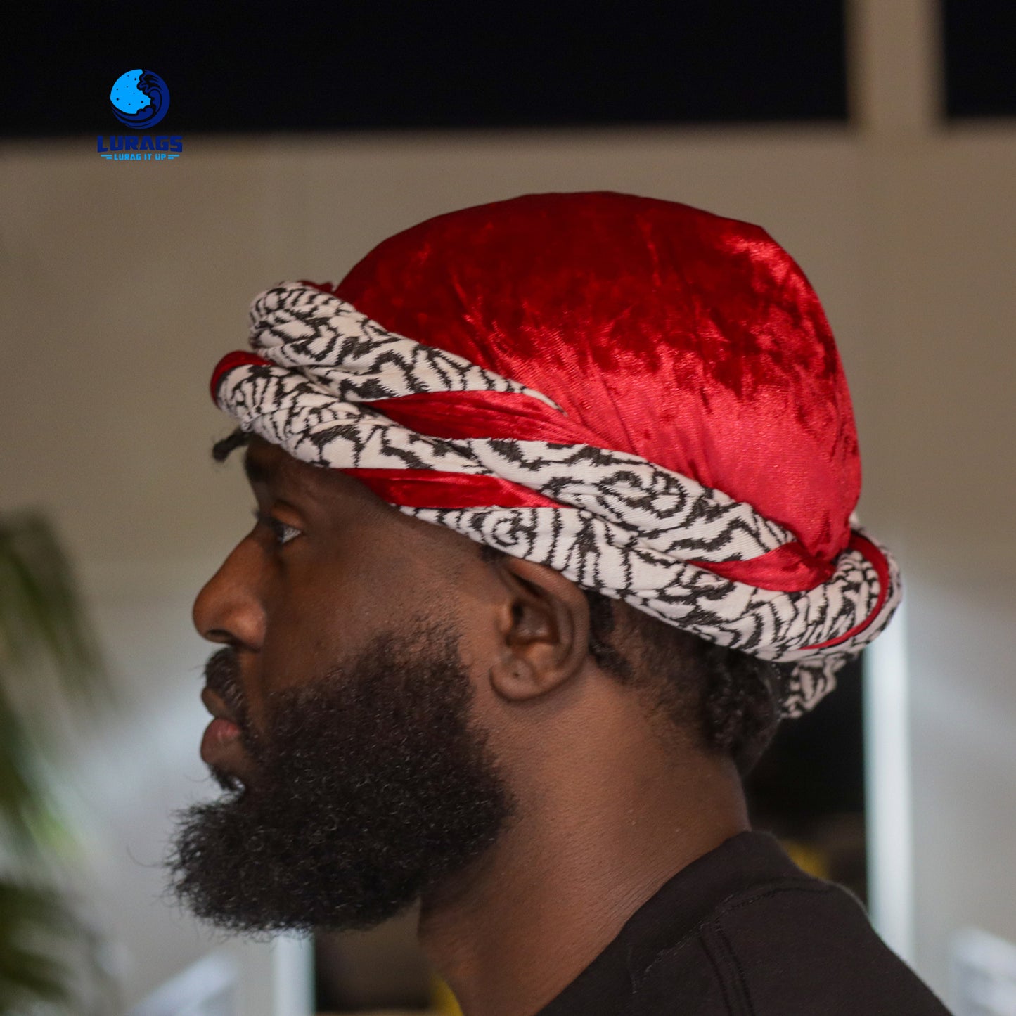 velvet male turban with flowers