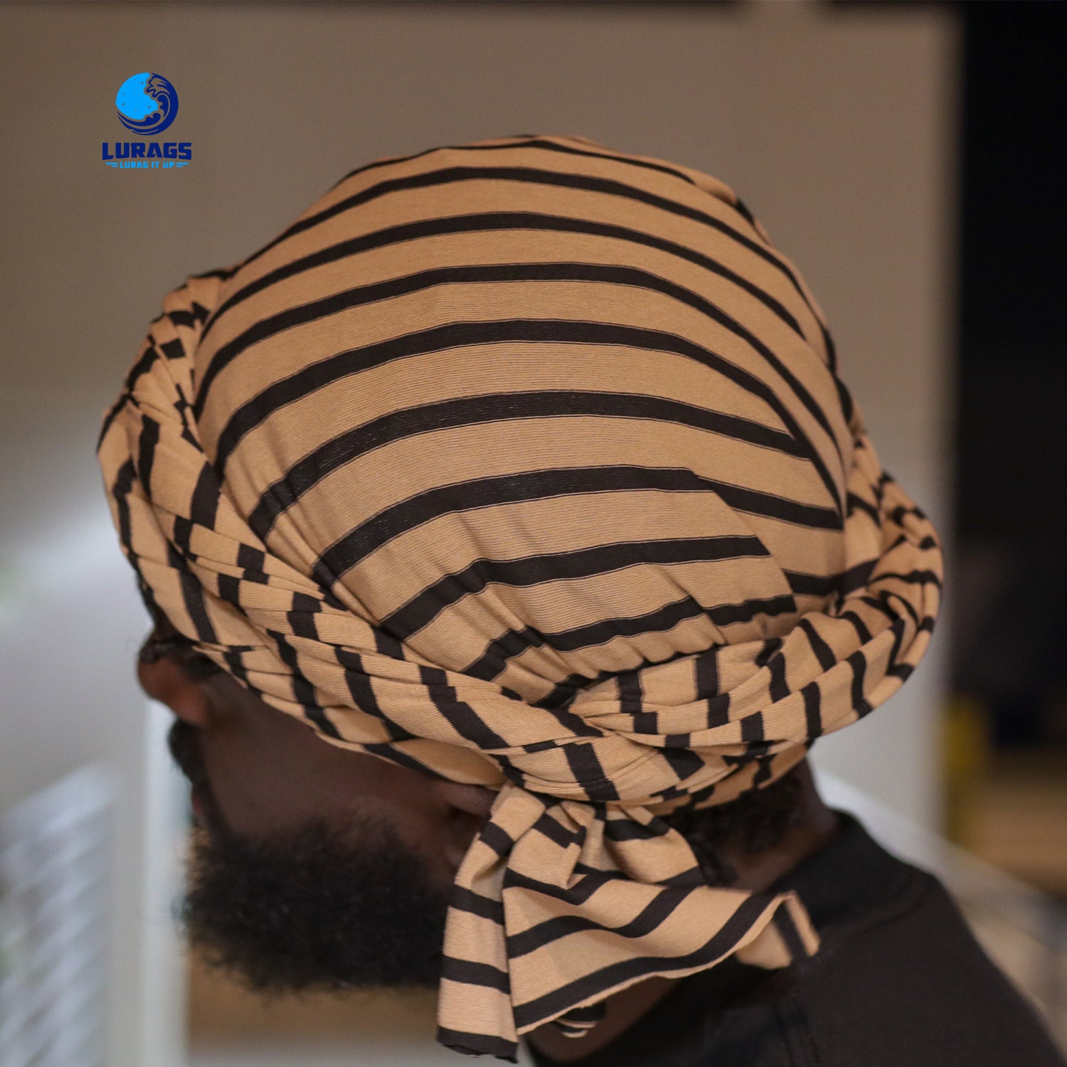 Brown Striped Turban