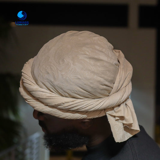 Beige Floral Male Turban