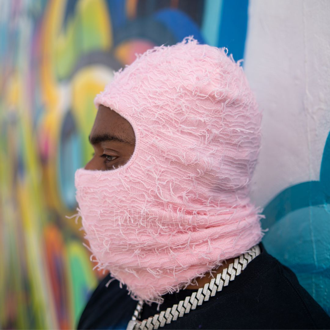 baby pink distressed mask