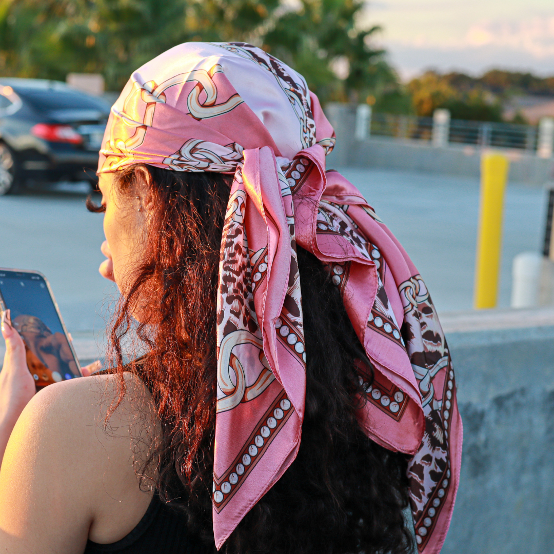 pink head scarfs 
