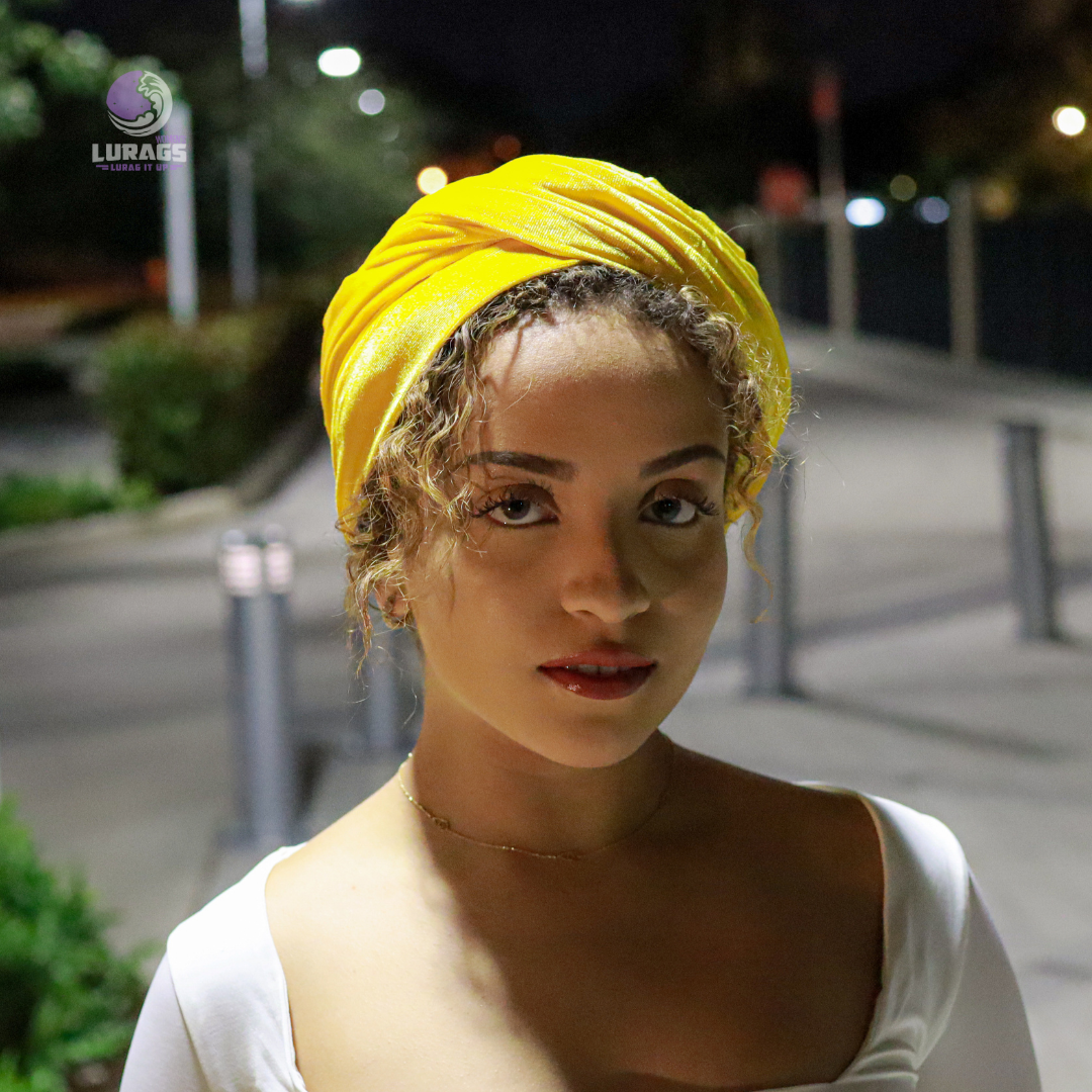 Yellow Velvet Women Turbans