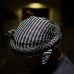 black and grey striped turbans