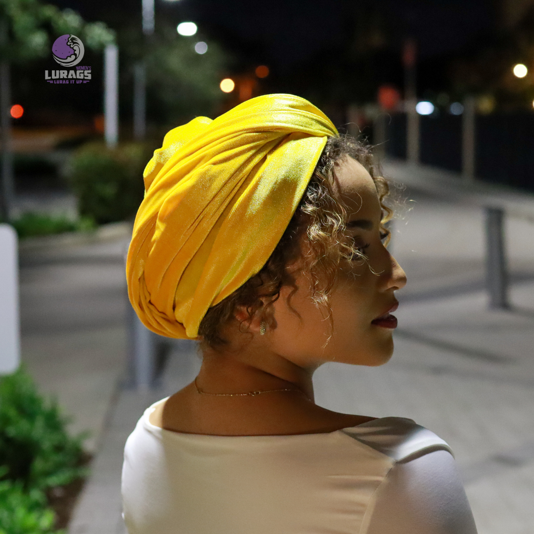 Yellow Velvet Women Turbans