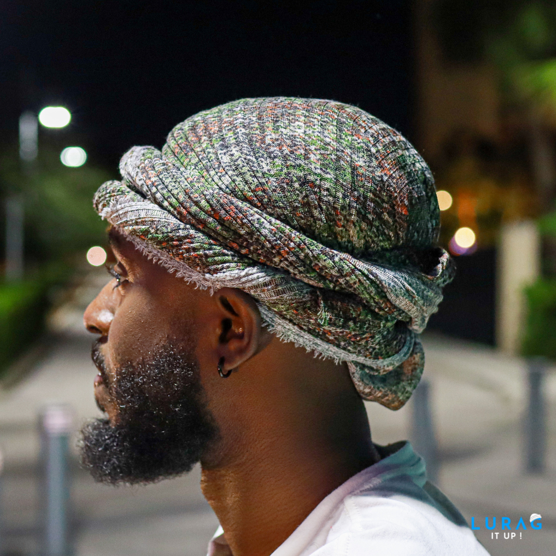 camo green male turban 