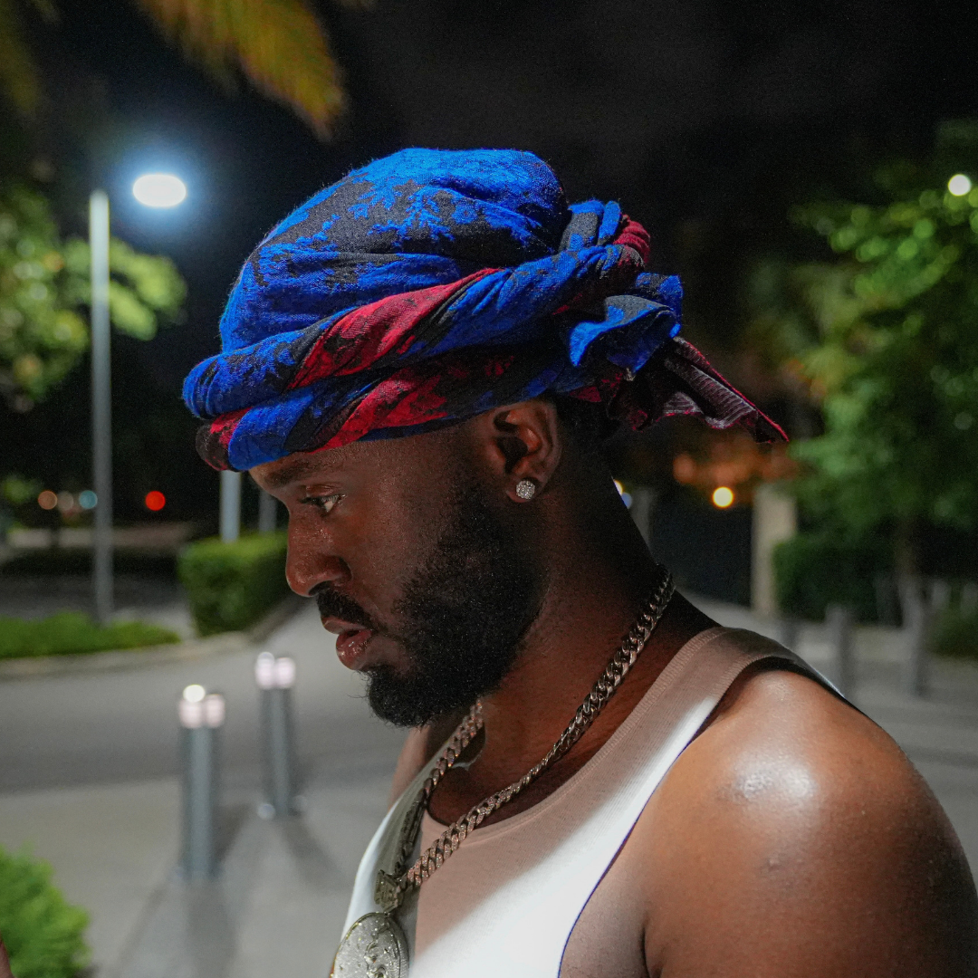 Red & Blue Flower Turban