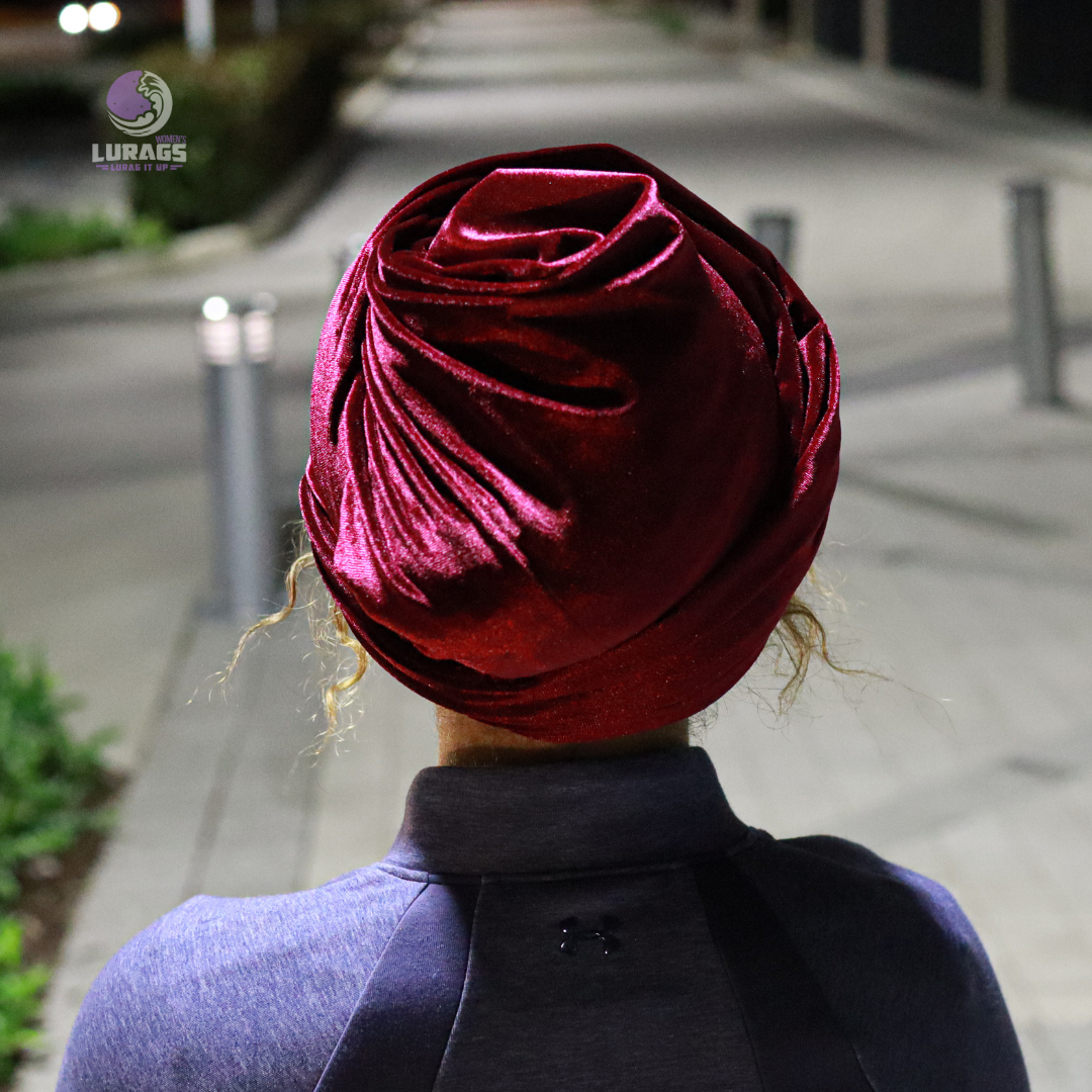 red womens turban