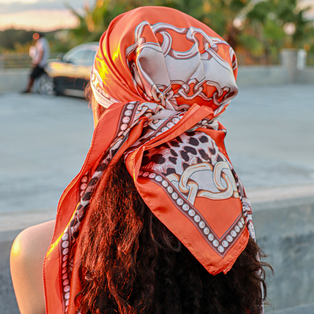 Orange Womans Silk Scarfs 