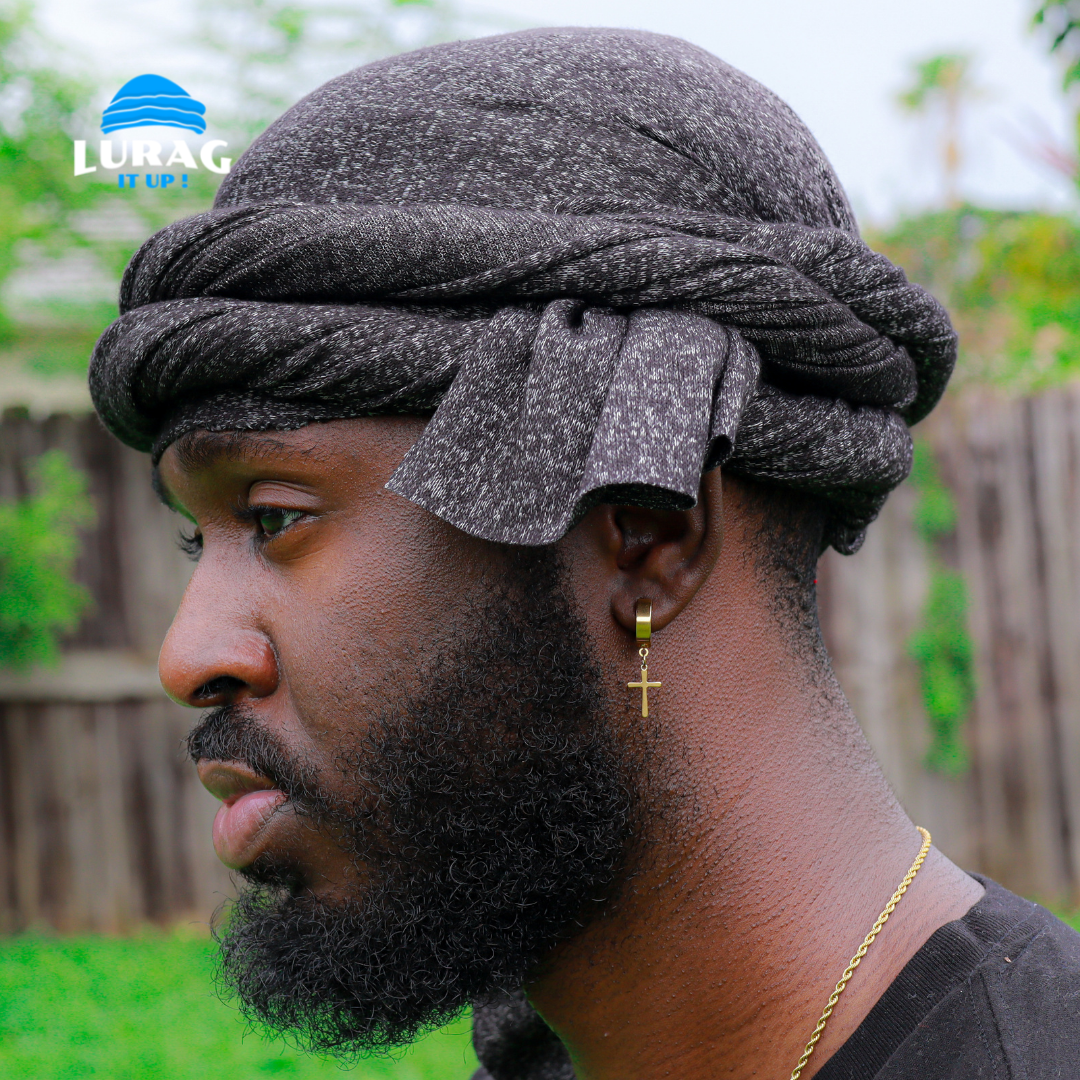 black male turban with micro white spots 