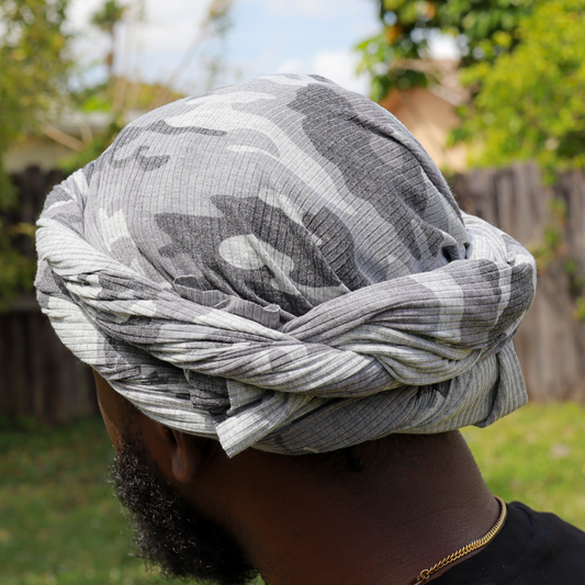 white camo male turban