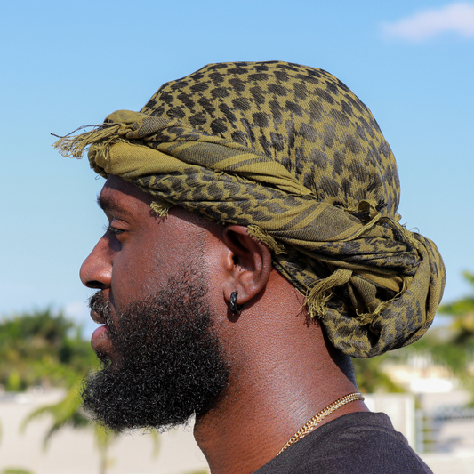 olive green male head wrap