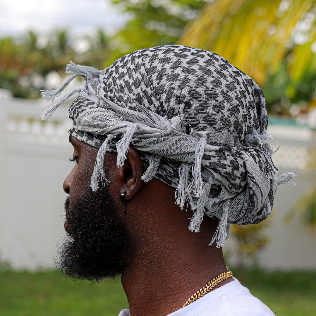 grey head wrap turban for men
