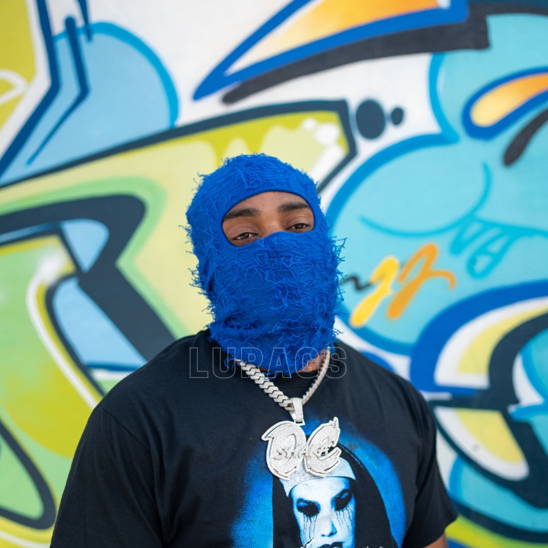 Royal Blue Distressed Balaclava Mask