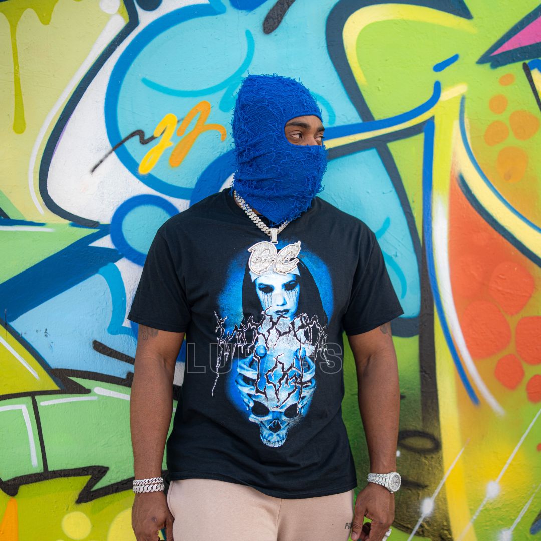 Royal Blue Distressed Balaclava Mask