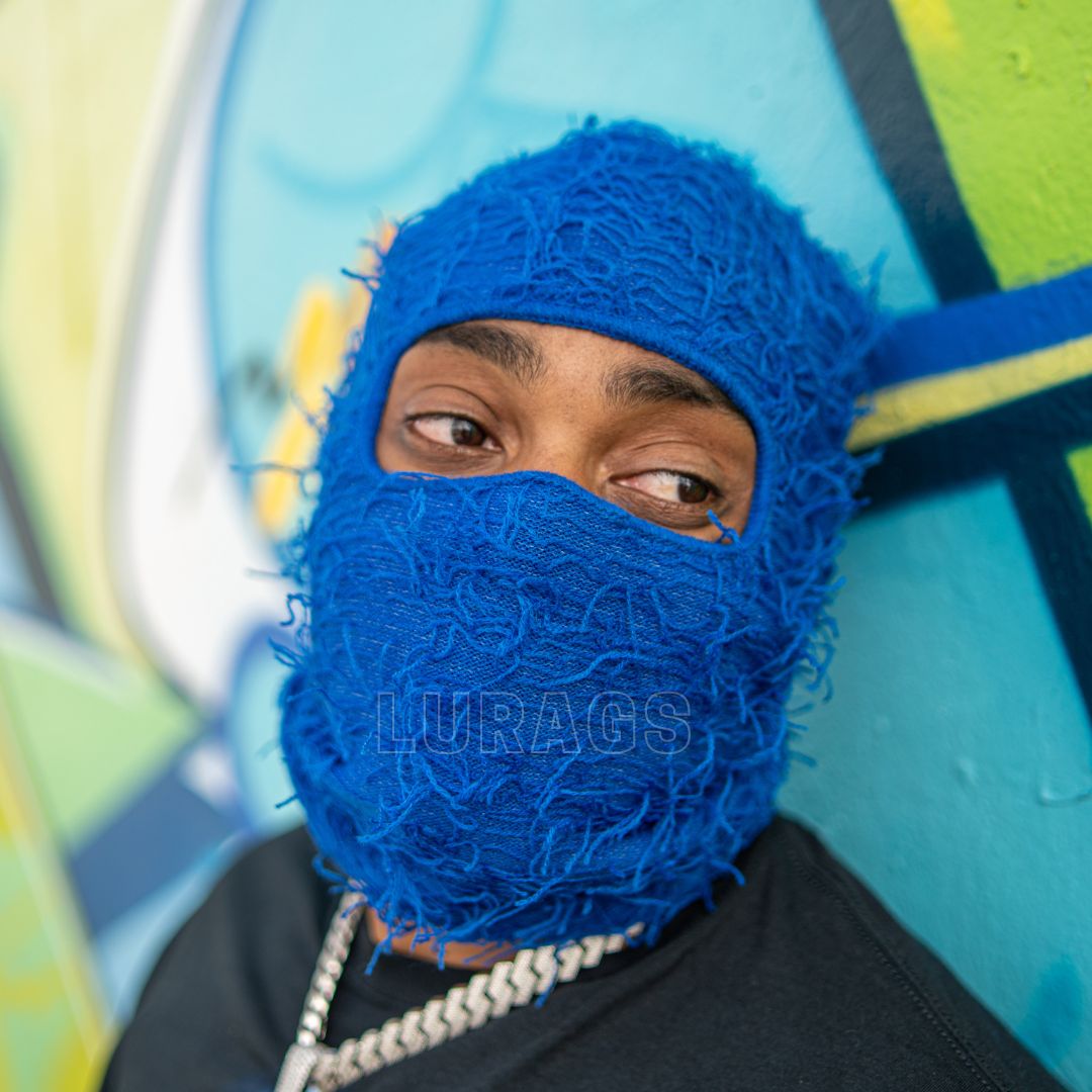 Royal Blue Distressed Balaclava Mask