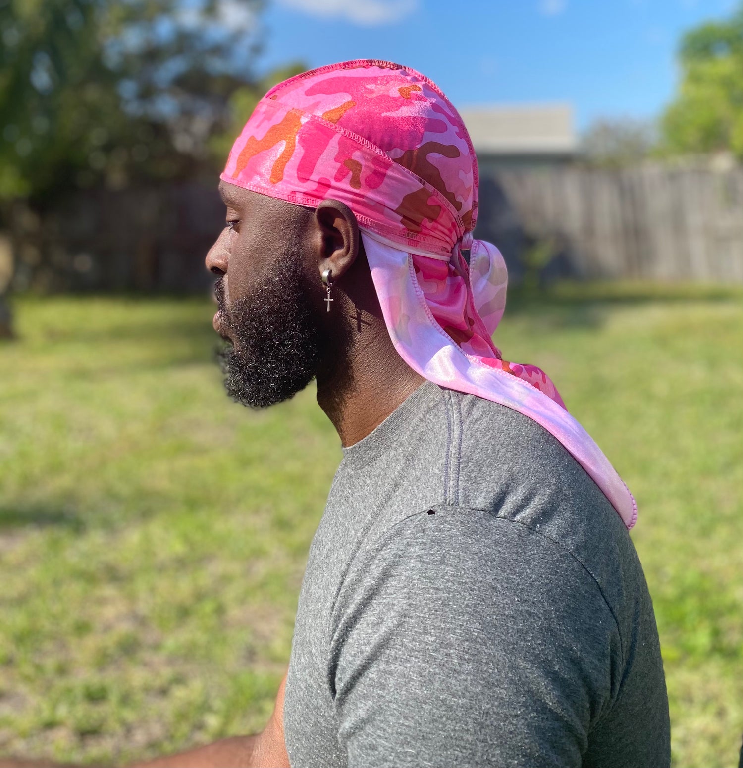 hot pink camo durag silky